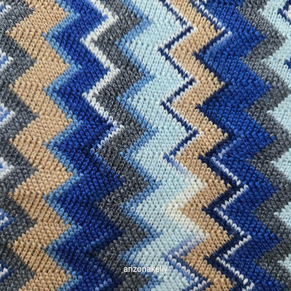 MIssoni 100% Wool Blue Zig Zag Scarf - Picture 11 of 15